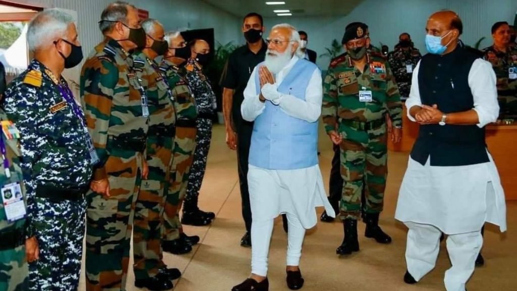 PM Modi arrives in Ahmedabad to address Combined Commanders' Conference in Kevadia today 