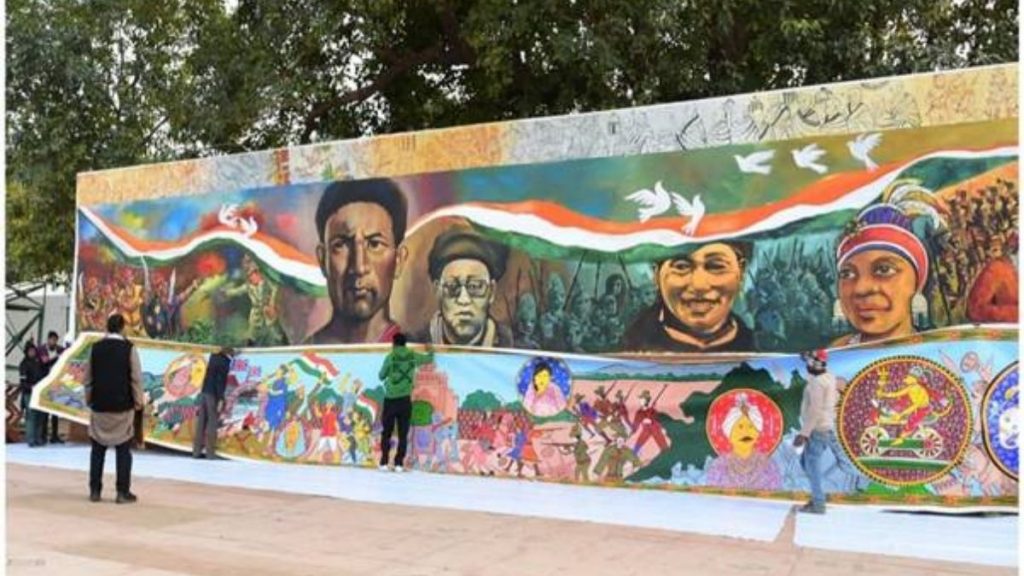 The gigantic and magnificent scrolls created under the unique initiative ‘Kala Kumbh’ were installed at Rajpath for Republic Day 2022 celebrations