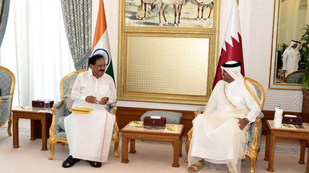 Vice President begins his three-day visit to Qatar; holds delegation-level talks with the Prime Minister of Qatar