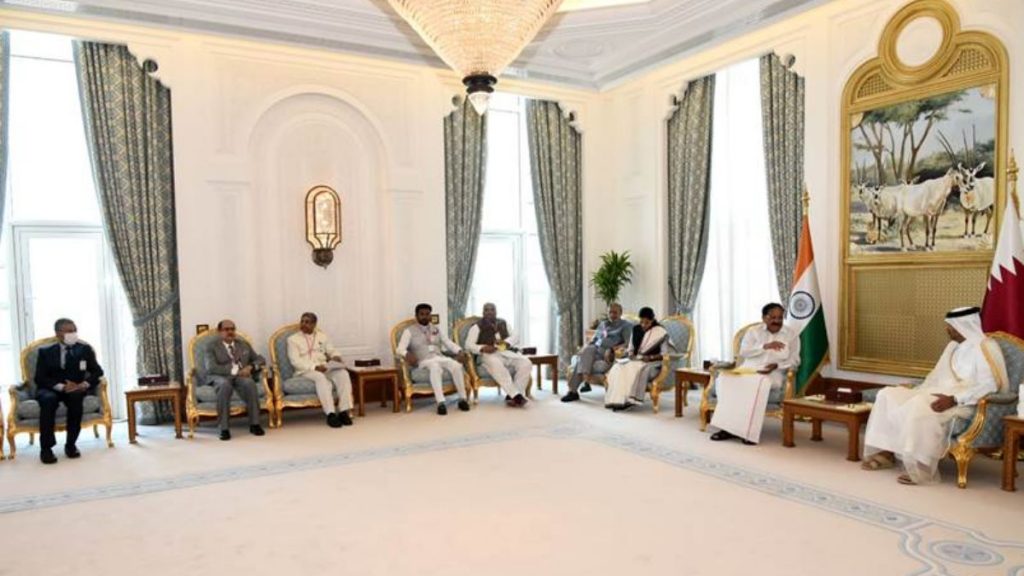 Vice President begins his three-day visit to Qatar; holds delegation-level talks with the Prime Minister of Qatar