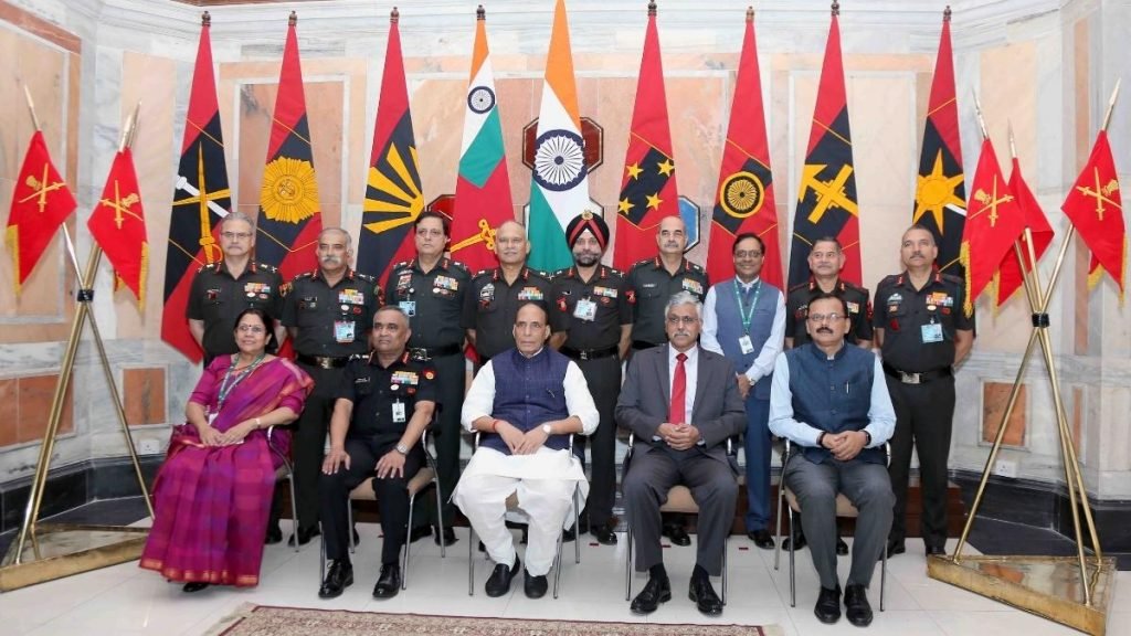 Raksha Mantri Interacts with The Senior Leadership of the Indian Army During the Army Commanders’ Conference